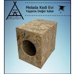 Melada Kedi Evi Dış Ortam Uygun Ahşap Kedi Evi OSB 43x41x29 cm