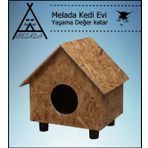 Melada Kedi Evi Dis Ortam Uygun Ahsap Kedi Evi Osb 44X36x32 Cm