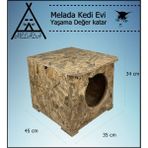 Melada Kedi Evi Dış Ortam Uygun Ahşap Kedi Evi Osb 45X35X34 cm