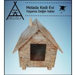 Melada Kedi Evi Dış Ortam Uygun Ahşap Kedi Evi Osb 46X34X34 cm