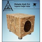 Melada Kedi Evi Dis Ortam Uygun Ahsap Kedi Evi Osb Plastik Ayak 40X40x30 Cm