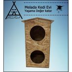 Melada Mobilya Kedi Evi Dış Ortam Uygun Ahşap Kedi Evi Dublex Osb 66x39x32 cm