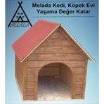 Melada Mobilya Köpek Kulübesi Büyük Boy Ahşap Ceviz 100x100x78 cm