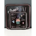Melamin Love Menu Desenli 2 Li Kare Kaydırmaz Tepsi 24 33 Cm. Çok Renkli