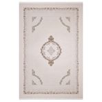 Melanthe Bej Çerçeveli Modern Geometrik Etnik Desenli Boho Makinada Yıkanabilir Hafif Hav Toz Vermez Leke Tutmaz Kaymaz Taban Dijital Makine Baskı Halı Oturma Odası Salon Yolluk Koridor Mutfak Halısı