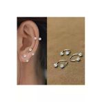 Melantis 3'Lü 316L Kararmaz Cerrahi Çelik Kristal Taşlı Kıkırdak Dudak Burun Septum Tragus Piercing Minik Boy Gümüş