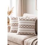 MELARİS HALI Punch Kırlent Kılıfı 2 adet Nakışlı 43x43cm Dekoratif İşlemeli Yastık Kılıf Seti İskandinav Bohem Pa