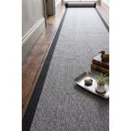 Melaris Halı Yeni Nesil Çerçeveli Sisal Yolluk Yumuşak Dokuma Kilim Kaymaz Pamuk Taban Bordürlü Halı - Antrasit - Siyah - 100 x 500 cm