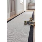 Melaris Halı Yeni Nesil Çerçeveli Sisal Yolluk Yumuşak Dokuma Kilim Kaymaz Pamuk Taban Bordürlü Halı - Beyaz - Siyah - 80 x 250 cm