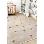 Melaris Halı Yıldızlı Halı Yumuşak Dokuma Çocuk Halısı Anaokul Kreş Çocuk Odası Bebek Oyun Halısı - Bej - 100 x 300 cm