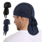 MELASA Serinletici file bandana şapka, Sports Durag baş örtüsü, bisiklet beresi, alt kask, ter koruması, koşu beresi, bisiklet başlığı, Siyah ve lacivert, Tek Beden