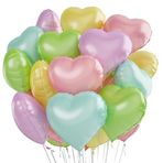 Meleager Kalp Folyo Balon, Renkli 24 Adet, Kalp Balon, Düğün, Nişan, Anneler Günü için Kalp Balonları (Renkli 5 Renk)
