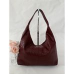 Melecco Örgü Deri Omuz Çantası Hobo Çanta – Omuz Askılı, Yumuşak Deri, Günlük & Şık Spacious Shoulder Bag - Bordo