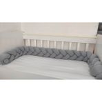 Meleğin Işıklı Topları 240 cm 3'lü Örgü Koruma /50X90 Sepet Beşik - Yatak Koruyucu - Açık Gri