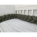 Meleğin Işıklı Topları 240 cm 3'lü Örgü Koruma /50X90 Sepet Beşik - Yatak Koruyucu - Haki