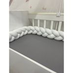 Meleğin Işıklı Topları 360 cm 3'lü Örgü Koruma /60X120 Anne Yanı Park Beşik - Yatak Koruyucu - Beyaz