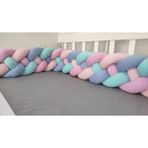 Meleğin Işıklı Topları 500 cm 4'lü Örgü Koruma /90X190 Montessori Yatak Koruyucu - Bebe Mavi - Açık Mavi - Lila - Toz Pembe