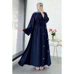 MELEK ARAZ Taş İşlemeli İkili Abaya Takım - Lacivert