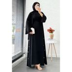 MELEK ARAZ Taş İşlemeli İkili Abaya Takım - Siyah