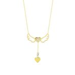 Melek Kanad Altın Kolye Kalpli 14k Gold