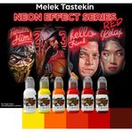Melek Neon Effect Series Red 6'lı Set - World Famous Ink Dövme Boyası - 1oz/30ml