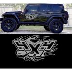 Melek Pazarı Alevli 4x4 off Road Gümüş 30x17 cm Oto Sticker
