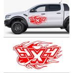 Melek Pazarı Alevli 4x4 off Road Kırmızı 90x51 cm Oto Sticker
