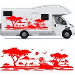 Melek Pazarı Aslan Karavan Sticker. Asfika Doğa Manzarası Kamp Karavan STICKER-S1360 - 150 X 53 cm - Kırmızı