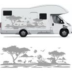 Melek Pazarı Aslan Karavan Sticker. Asfika Doğa Manzarası Kamp Karavan STICKER-S1360 - 190 X 60 cm - Gümüş