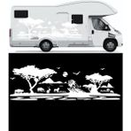Melek Pazarı Aslan Karavan Sticker. Asfika Doğa Manzarası Kamp Karavan STICKER-S1360 - 90 X 30 cm - Beyaz