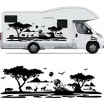 Melek Pazarı Aslan Karavan Sticker. Asfika Doğa Manzarası Kamp Karavan STICKER-S1360 - 90 X 30 cm - Siyah