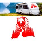 Melek Pazarı Ayı Orman Manzara Kamp Karavan Sticker, Off Road STICKER-S1409 - 30 X 30 cm - Kırmızı