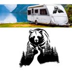 Melek Pazarı Ayı Orman Manzara Kamp Karavan Sticker, Off Road STICKER-S1409 - 30 X 30 cm - Siyah