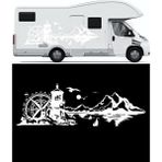 Melek Pazarı Deniz Feneri Manzara, Pusula Doğa Manzarası Kamp Karavan STICKER-S1364 - 120 X 40 cm - Beyaz