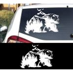 Melek Pazarı Doğa Manzarası ve Ayı Kamp Araba Karavan Sticker, Off Road Sticker- S1412 - 120 X 78 cm - Beyaz