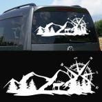 Melek Pazarı Geyik Pusula Dağ Kamp Karavan Off Road Oto STICKER-S1745 - 120 X 46 cm - Beyaz
