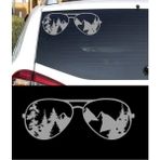 Melek Pazarı Güneş Gözlüğü Dağcılık Off Road Oto Sticker, Araba STICKERI-S1793 - 15 X 5.5 cm - Gümüş