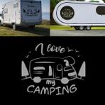 Melek Pazarı I Love Camping Kamp Karavan STICKER-S1744 - 40 X 32 cm - Gümüş