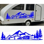 Melek Pazarı Kamp Orman Manzara Karavan Mavi 160x44 cm Oto Sticker