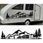 Melek Pazarı Kamp Orman Manzara Karavan Siyah 120x33 cm Oto Sticker