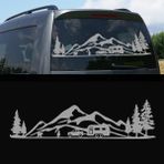 Melek Pazarı Kamp Orman Manzara Karavan Sticker Kamp - 40 X 11 cm - Gümüş