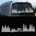 Melek Pazarı Kamp Orman Manzarası Karavan Sticker, Kamp STICKER-S1748 - 40 X 11 cm - Gümüş