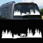 Melek Pazarı Kamp Orman Manzarası Karavan Sticker, Kamp STICKER-S1748 - 90 X 25 cm - Beyaz