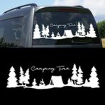 Melek Pazarı Kamp Zamanı, Camping Time Orman Manzara Karavan Sticker, Kamp STICKER-S1755 - 120 X 33 cm - Beyaz