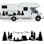 Melek Pazarı Kamp Zamanı, Camping Time Orman Manzara Karavan Sticker, Kamp STICKER-S1755 - 220 X 60 cm - Siyah