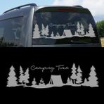 Melek Pazarı Kamp Zamanı, Camping Time Orman Manzara Karavan Sticker, Kamp STICKER-S1755 - 40 X 11 cm - Gümüş