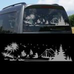 Melek Pazarı Kampçı Ayı, Çadır Kampı, Kamp Karavan Sticker- S1738 - 220 X 60 cm - Gümüş