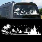 Melek Pazarı Kampçı Ayı, Çadır Kampı, Kamp Karavan Sticker- S1738 - 90 X 25 cm - Beyaz