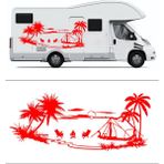 Melek Pazarı Palmiye Gün Batımı Manzara Karavan Kamp Çadır STICKER-S1739 - 120 X 49 cm - Kırmızı