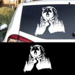 Melek Pazarı S1409 Ayı Orman Manzara Beyaz 90x90 cm Oto Sticker